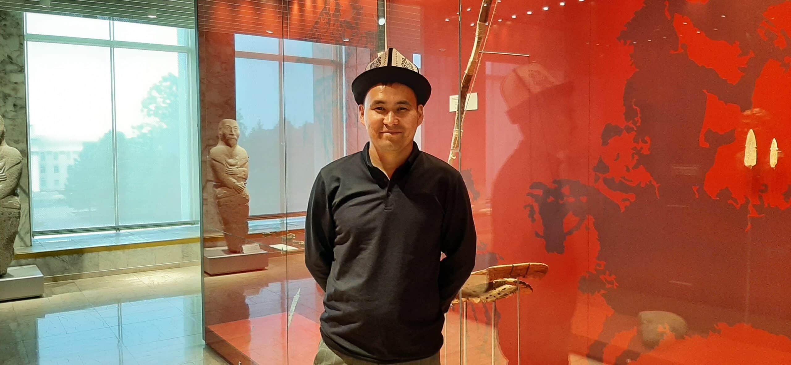 Tour guide Ularbek from Alpasia Tours in a museum